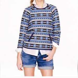 J Crew Collection Popover Sweatshirt in Navy Floral Jacquard  Size 4